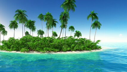 animated tropical island with palms