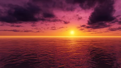 Photo sur Plexiglas Bordeaux sunset over the ocean with cloudy sky