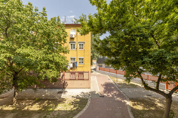 A modest neighborhood of four-story urban residential