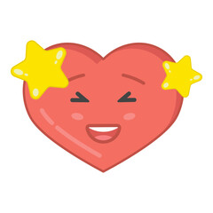 Emoji in cartoon style. Romantic concept. Emoji icon. Vector heart. Smile icon