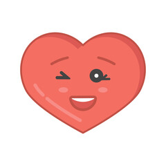 Emoji in cartoon style. Romantic concept. Emoji icon. Vector heart. Smile icon