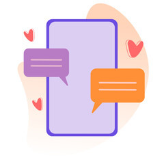 Mobile phone text message, chatting. Modern concept, vector flat design. Social network, communication.