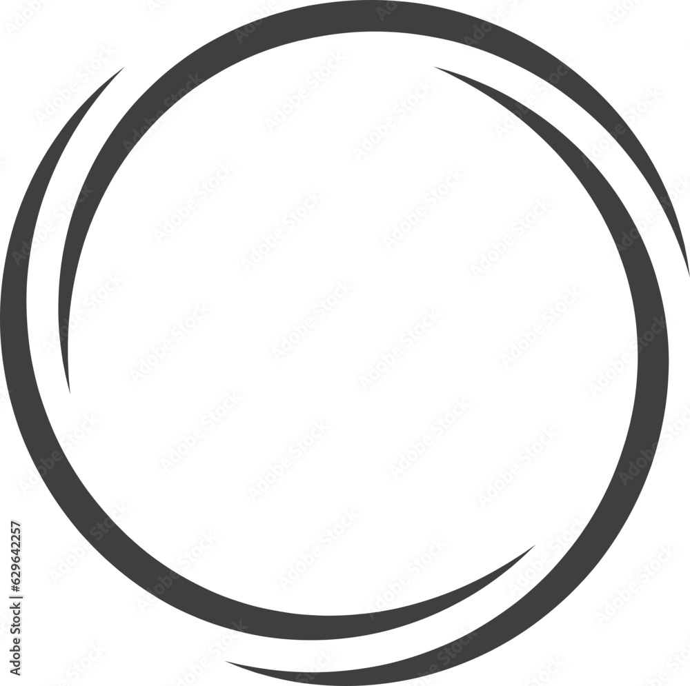 Wall mural round frame black and white vector ornament. graphic border doodle. ring curve link connection