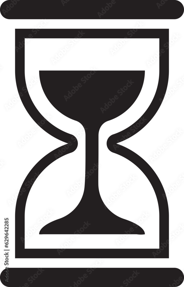 Poster wait icon sand glass watch. time clock simple web design. minute and hour indication vector symbol.