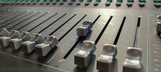 Digital mixing console. Sound engineer's workplace