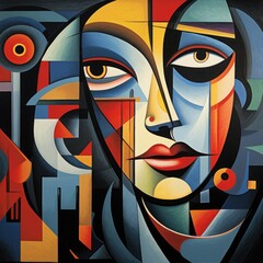 Face of a Person with Cubism Art Style