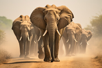 Fototapeta na wymiar Elephant herd in the wild