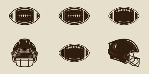 set of isolated american football icon logo vector illustration template graphic design. bundle collection of various sport sign or symbol for club or league tournament
