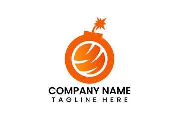 Flat vector bomb orange logo modern style template