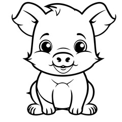 Cute Pig With coloring book page