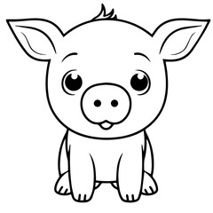 Obraz na płótnie Canvas Cute Pig With coloring book page