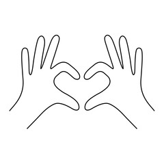 Gesture love hand fingers. Finger heart icon in line style