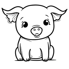 Cute Pig With coloring book page