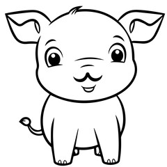 Cute Pig With coloring book page