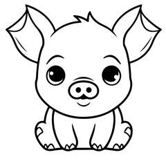 Cute Pig With coloring book page