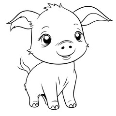 Cute Pig With coloring book page