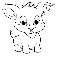 Cute Pig With coloring book page