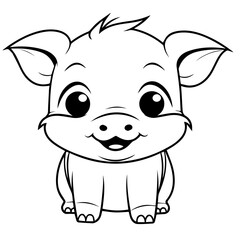 Cute Pig With coloring book page