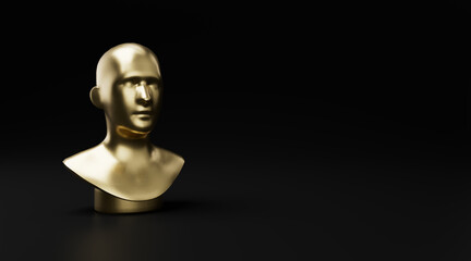 Abstract Gold 3D Rendered Mannequin Bust on Base