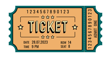 vintage movie ticket, vector