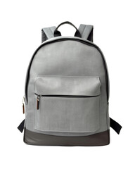 Gray backpack isolated on transparent or white background, png