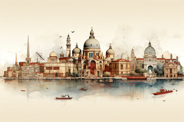 Fototapeta premium Venice Italy - Magnificent Illustration of Iconic Landmarks - Crafted with Precision