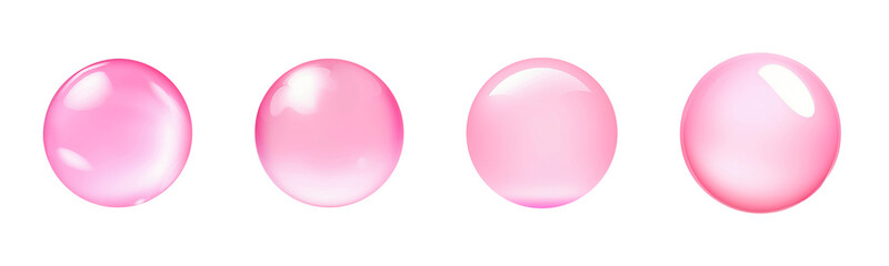 Collection set of pink bubbles isolated on transparent or white background, png