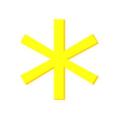 Yellow asterisk sign isolated on white