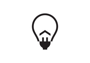 bright house white lamp logo vector. creative energy real estate symbol icon.	
