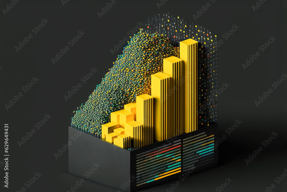 Aufkleber Abstract data graph concept with data clusters and particles. Digital sorting and management concept for business and finance.