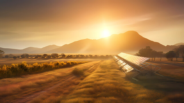 The scene opens in a serene countryside setting, where a vast solar farm stretches across the horizon