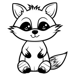 Raccoon. Element for coloring page. Cartoon style.
