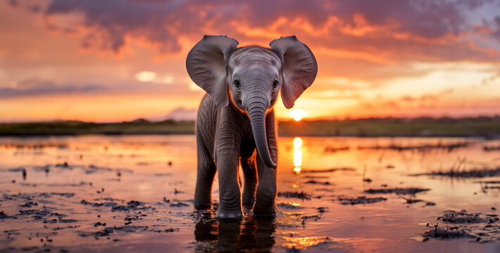 elephant in sunset ultra detailed hyper realistic wallpaper. Generative Ai content © Kashif Ali 72