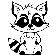 Raccoon. Element for coloring page. Cartoon style.