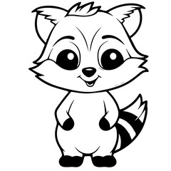 Raccoon. Element for coloring page. Cartoon style.