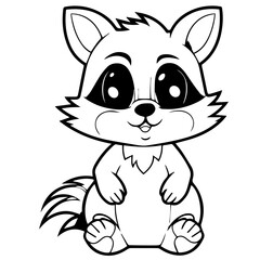 Raccoon. Element for coloring page. Cartoon style.
