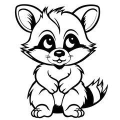 Raccoon. Element for coloring page. Cartoon style.