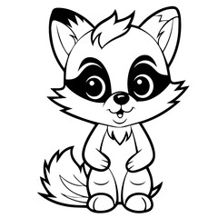 Raccoon. Element for coloring page. Cartoon style.