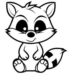 Raccoon. Element for coloring page. Cartoon style.
