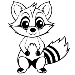 Fototapeta na wymiar Raccoon. Element for coloring page. Cartoon style.
