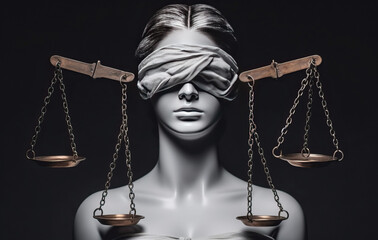 scales of justice concept of justice is blind created with Generative AI technology