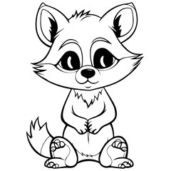 Raccoon. Element for coloring page. Cartoon style.