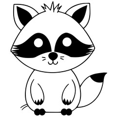 Raccoon. Element for coloring page. Cartoon style.