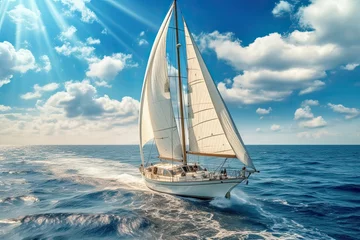 Fensteraufkleber Yacht sail boat in Atlantic ocean © neirfy