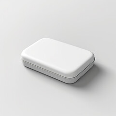 Tin box of mints. White metal box of mint throat candies. White unlabeled box in mockup style. Realistic 3D illustration. Generative AI