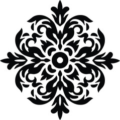 Mandala Pattern Stencil doodles sketch good mood. White mandala on black Pattern Stencil Doodles Sketch