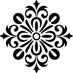 Mandala Pattern Stencil doodles sketch good mood. White mandala on black Pattern Stencil Doodles Sketch