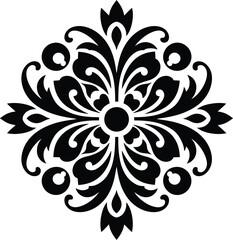 Mandala Pattern Stencil doodles sketch good mood. White mandala on black Pattern Stencil Doodles Sketch