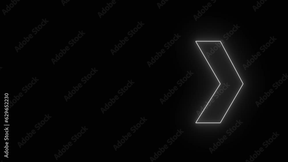 Poster neon directional white arrow animated . glowing arrow pointers icon. colorful and shining neon arrow