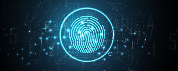 Abstract fingerprint technology business background. Circuit security style